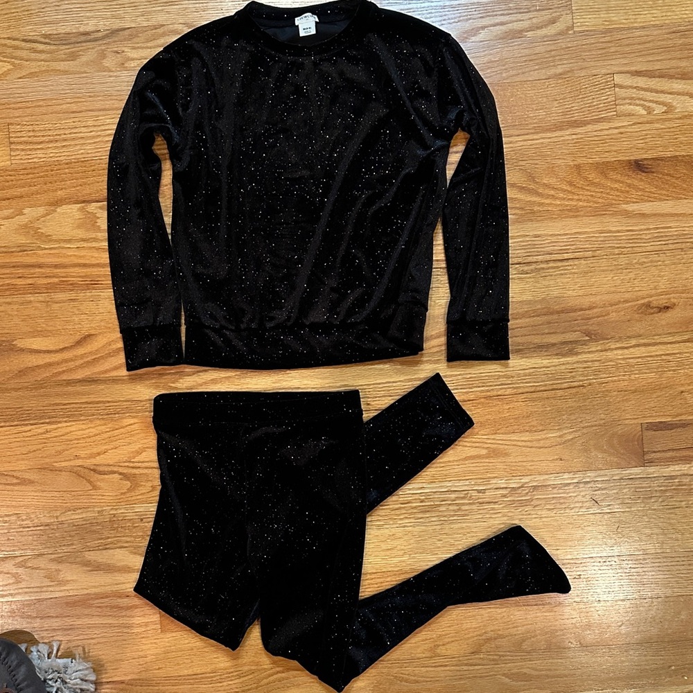 J Crew Crew Cuts Sparkle Long Sleeve Top and Leggings Set Size M